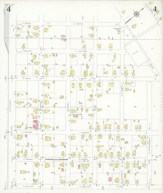 Sanborn Fire Insurance Map from Selma, Johnston County, North Carolina (1933), Sheet #0004 - Historic Sanborn Fire Insurance Map Print, vintage old map wall art, antique decor, genealogy gift, North Carolina North Carolina map