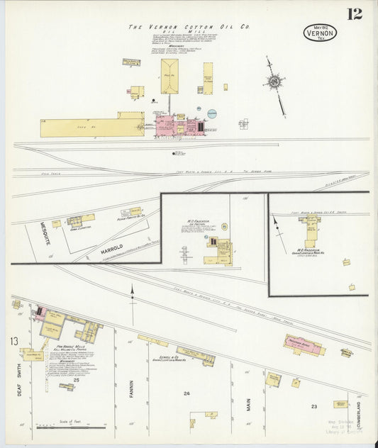 Sanborn Fire Insurance Map from Vernon, Wilbarger County, Texas (1912), Sheet #0012 - Historic Sanborn Fire Insurance Map Print, vintage old map wall art, antique decor, genealogy gift, Texas Texas map