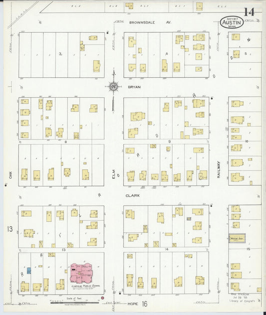 Sanborn Fire Insurance Map from Austin, Mower County, Minnesota (1917), Sheet #0014 - Historic Sanborn Fire Insurance Map Print, vintage old map wall art, antique decor, genealogy gift, Minnesota Minnesota map