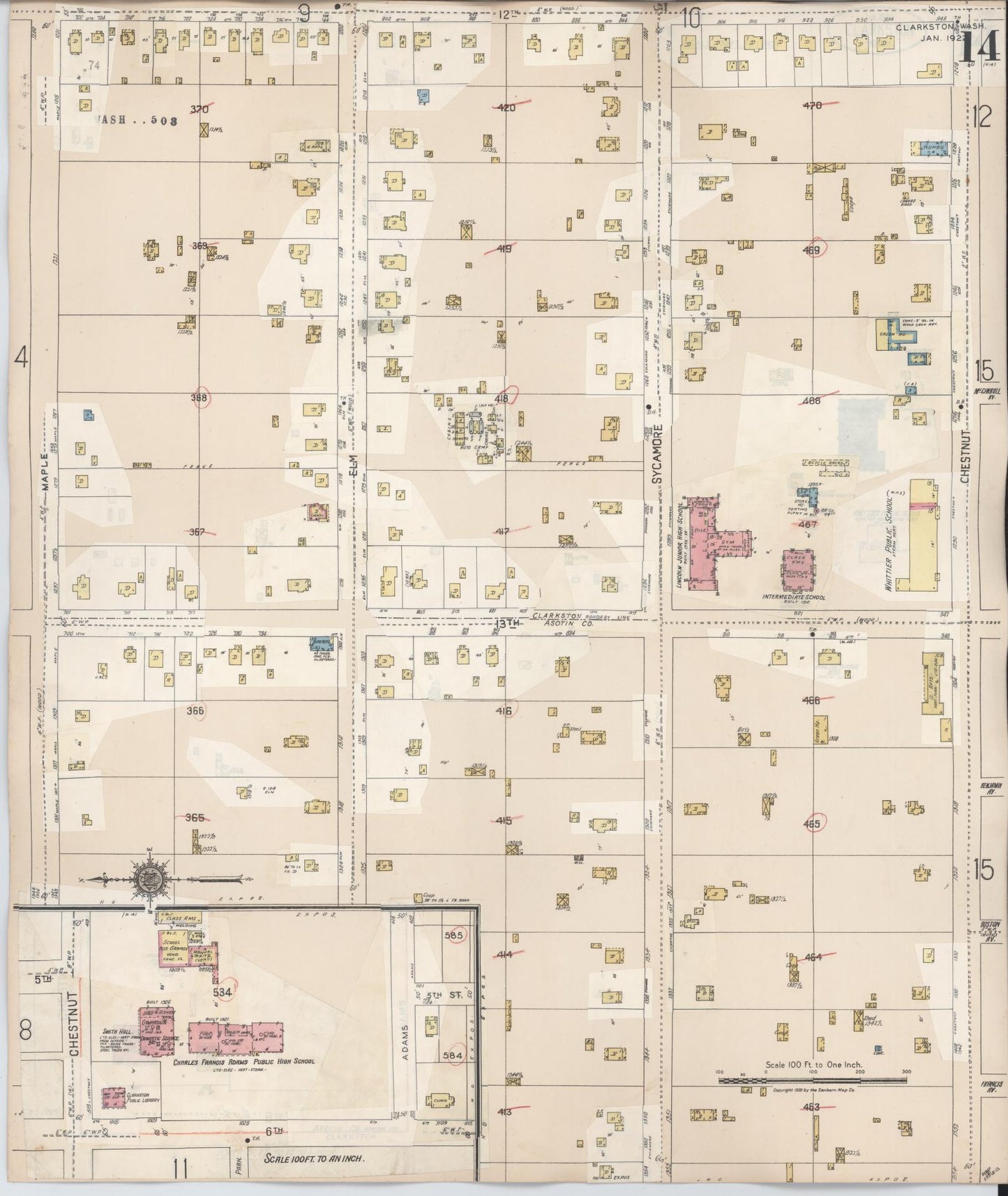 Sanborn Fire Insurance Map from Clarkston, Asotin County, Washington (1949), Sheet #0014 - Complete Map Set gallery image, historic Sanborn map, vintage wall art, Washington Washington