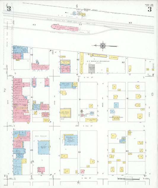 Sanborn Fire Insurance Map from Nyssa, Malheur County, Oregon (1949), Sheet #0003 - Historic Sanborn Fire Insurance Map Print, vintage old map wall art, antique decor, genealogy gift, Oregon Oregon map