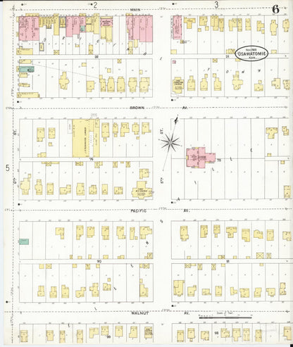 Sanborn Fire Insurance Map from Osawatomie, Miami County, Kansas (1905), Sheet #0006 - Complete Map Set gallery image, historic Sanborn map, vintage wall art, Kansas Kansas