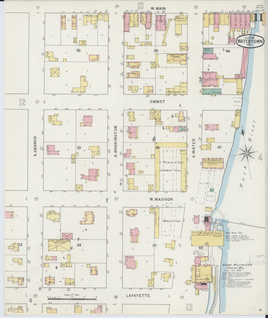 Sanborn Fire Insurance Map from Watertown, Jefferson County, Wisconsin (1895), Sheet #0011 - Historic Sanborn Fire Insurance Map Print, vintage old map wall art, antique decor, genealogy gift, Wisconsin Wisconsin map