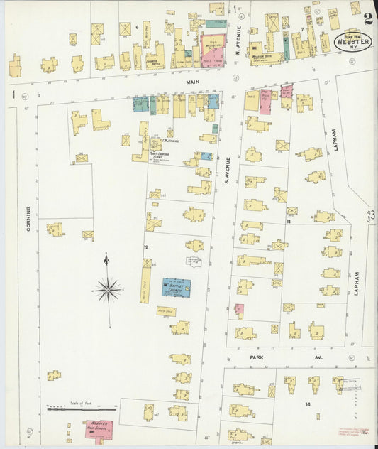 Sanborn Fire Insurance Map from Webster, Monroe County, New York (1906), Sheet #0002 - Historic Sanborn Fire Insurance Map Print, vintage old map wall art, antique decor, genealogy gift, New York New York map