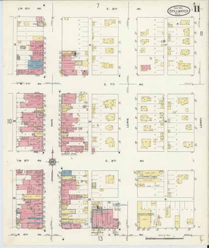 Sanborn Fire Insurance Map from Stillwater, Payne County, Oklahoma (1913), Sheet #0011 - Complete Map Set gallery image, historic Sanborn map, vintage wall art, Oklahoma Oklahoma