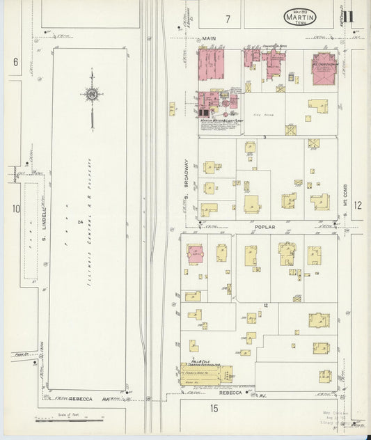 Sanborn Fire Insurance Map from Martin, Weakley County, Tennessee (1913), Sheet #0011 - Historic Sanborn Fire Insurance Map Print, vintage old map wall art, antique decor, genealogy gift, Tennessee Tennessee map