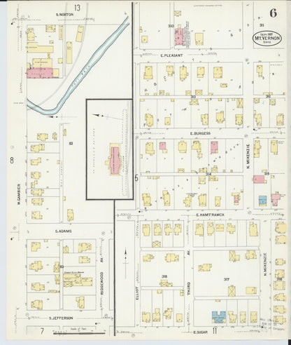 Sanborn Fire Insurance Map from Mount Vernon, Knox County, Ohio (1907), Sheet #0006 - Complete Map Set gallery image, historic Sanborn map, vintage wall art, Ohio Ohio