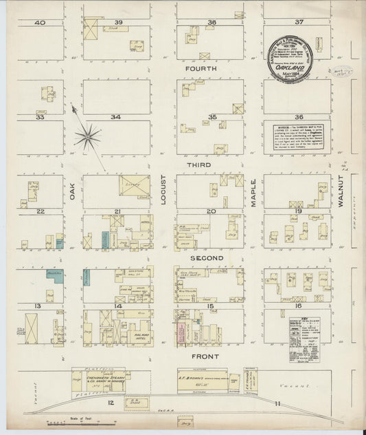 Sanborn Fire Insurance Map from Oakland, Douglas County, Oregon (1884), Sheet #0001 - Historic Sanborn Fire Insurance Map Print, vintage old map wall art, antique decor, genealogy gift, Oregon Oregon map