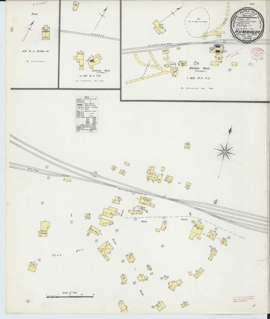 Sanborn Fire Insurance Map from Humboldt, Marquette County, Michigan (1895), Sheet #0001 - Historic Sanborn Fire Insurance Map Print, vintage old map wall art, antique decor, genealogy gift, Michigan Michigan map