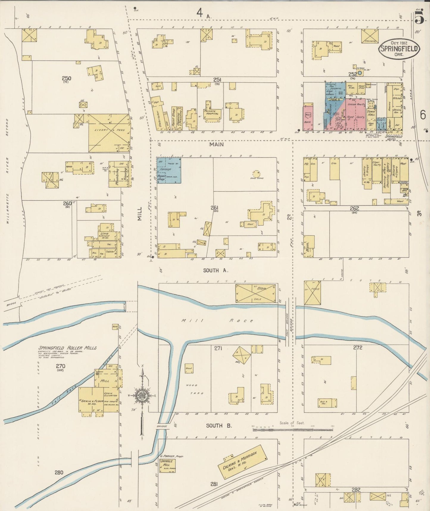 Sanborn Fire Insurance Map from Springfield, Lane County, Oregon (1912), Sheet #0005 - Complete Map Set gallery image, historic Sanborn map, vintage wall art, Oregon Oregon
