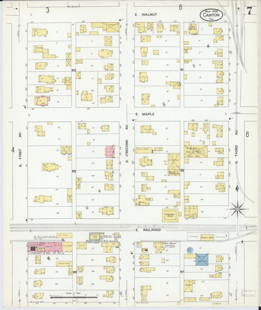 Sanborn Fire Insurance Map from Canton, Fulton County, Illinois (1909), Sheet #0007 - Historic Sanborn Fire Insurance Map Print, vintage old map wall art, antique decor, genealogy gift, Illinois Illinois map