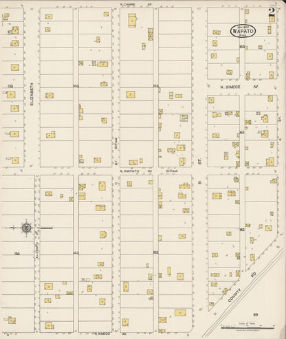 Sanborn Fire Insurance Map from Wapato, Yakima County, Washington (1922), Sheet #0002 - Complete Map Set gallery image, historic Sanborn map, vintage wall art, Washington Washington