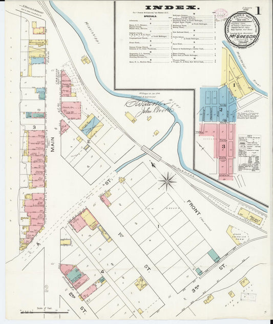 Sanborn Fire Insurance Map from McGregor, Clayton County, Iowa (1894), Sheet #0001 - Historic Sanborn Fire Insurance Map Print, vintage old map wall art