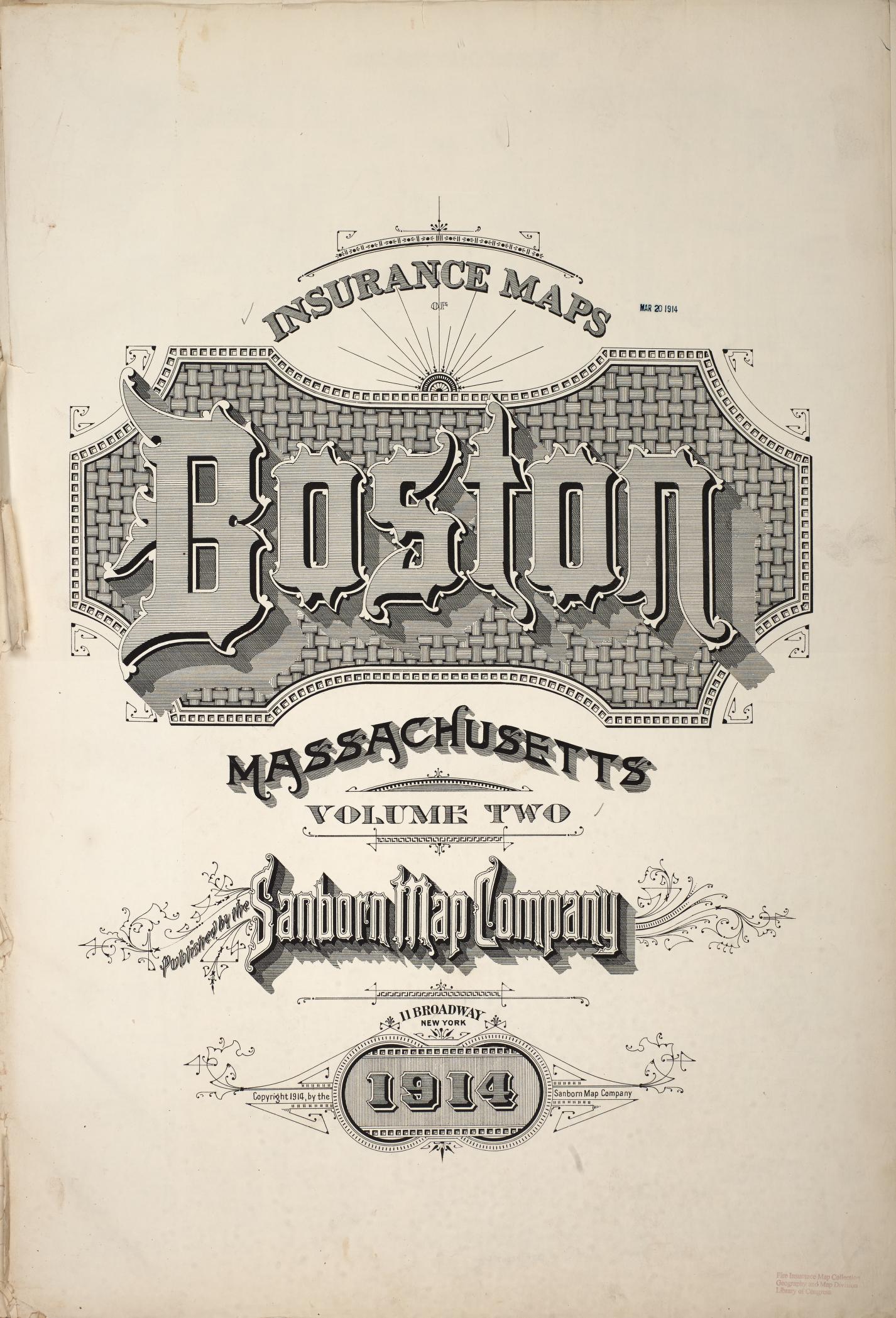Sanborn Fire Insurance Map from Boston, Suffolk County, Massachusetts (1914), Sheet #0001 TITLE PAGE ART