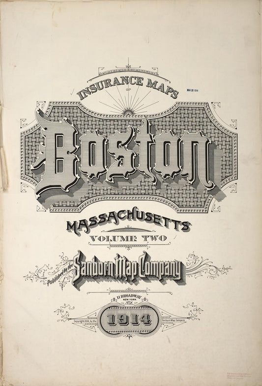 Sanborn Fire Insurance Map from Boston, Suffolk County, Massachusetts (1914), Sheet #0001 TITLE PAGE ART