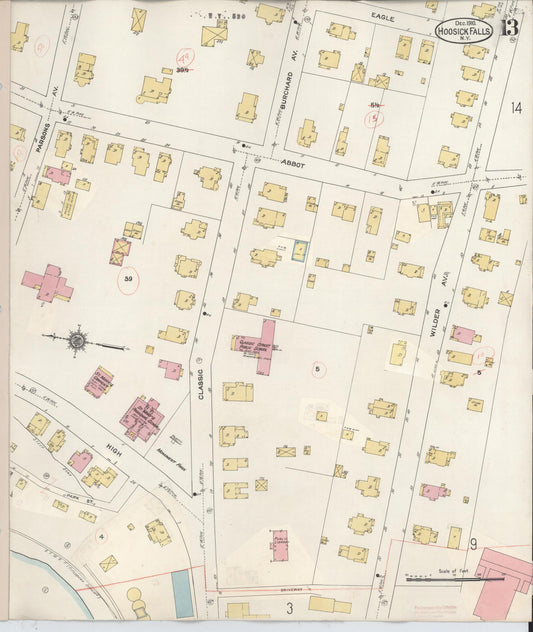Sanborn Fire Insurance Map from Hoosick Falls, Rensselaer County, New York (1945), Sheet #0013 - Historic Sanborn Fire Insurance Map Print, vintage old map wall art, antique decor, genealogy gift, New York New York map