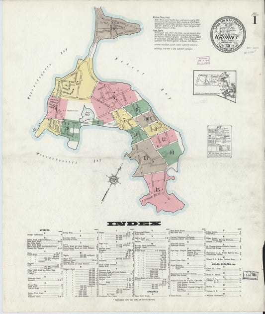 Sanborn Fire Insurance Map from Nahant, Essex County, Massachusetts (1914), Sheet #0001 - Complete Map Set gallery image, historic Sanborn map, vintage wall art, Massachusetts Massachusetts