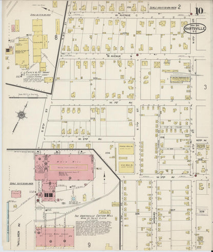 Sanborn Fire Insurance Map from Hartsville, Darlington County, South Carolina (1915), Sheet #0010 - Complete Map Set gallery image, historic Sanborn map, vintage wall art, South Carolina South Carolina