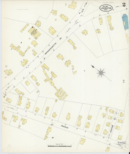 Sanborn Fire Insurance Map from Lexington, Middlesex County, Massachusetts (1908), Sheet #0002 - Complete Map Set gallery image, historic Sanborn map, vintage wall art, Massachusetts Massachusetts