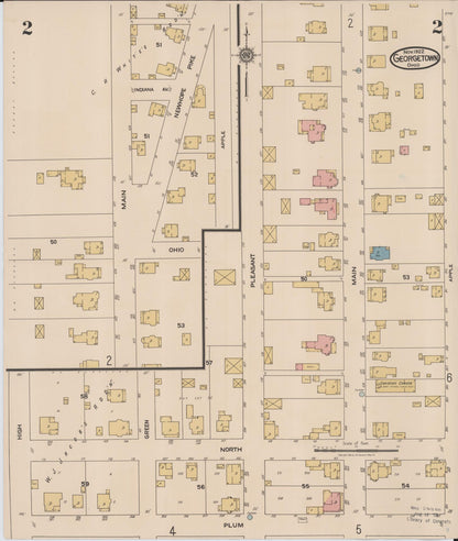 Sanborn Fire Insurance Map from Georgetown, Brown County, Ohio (1922), Sheet #0002 - Historic Sanborn Fire Insurance Map Print, vintage old map wall art, antique decor, genealogy gift, Ohio Ohio map