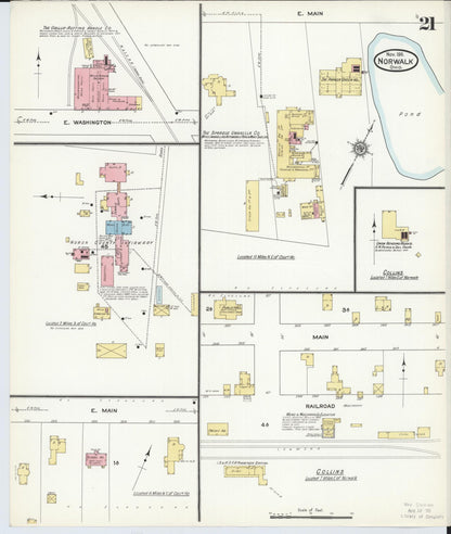 Sanborn Fire Insurance Map from Norwalk, Huron County, Ohio (1911), Sheet #0021 - Historic Sanborn Fire Insurance Map Print, vintage old map wall art, antique decor, genealogy gift, Ohio Ohio map