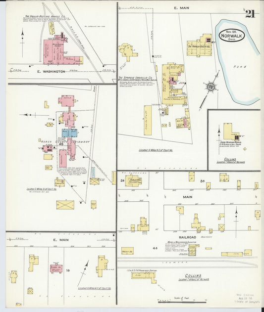 Sanborn Fire Insurance Map from Norwalk, Huron County, Ohio (1911), Sheet #0021 - Historic Sanborn Fire Insurance Map Print, vintage old map wall art, antique decor, genealogy gift, Ohio Ohio map