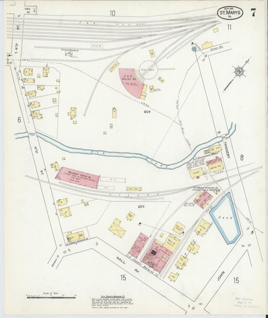 Sanborn Fire Insurance Map from Saint Marys, Elk County, Pennsylvania (1915), Sheet #0007 - Historic Sanborn Fire Insurance Map Print, vintage old map wall art, antique decor, genealogy gift, Pennsylvania Pennsylvania map