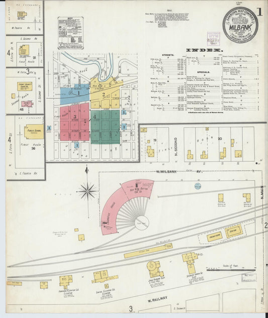 Sanborn Fire Insurance Map from Milbank, Grant County, South Dakota (1904), Sheet #0001 - Historic Sanborn Fire Insurance Map Print, vintage old map wall art, antique decor, genealogy gift, South Dakota South Dakota map