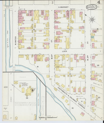 Sanborn Fire Insurance Map from Waverly, Pike County, Ohio (1892), Sheet #0004 - Complete Map Set gallery image, historic Sanborn map, vintage wall art, Ohio Ohio