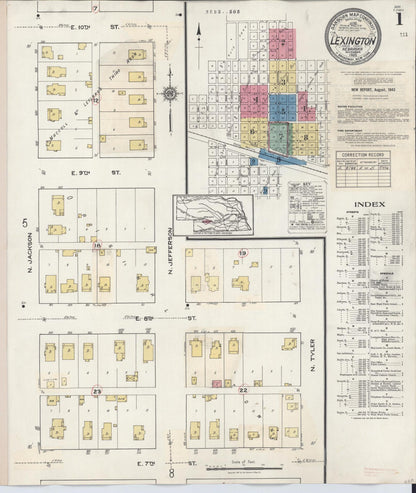 Sanborn Fire Insurance Map from Lexington, Dawson County, Nebraska (1943), Sheet #0001 - Complete Map Set gallery image, historic Sanborn map, vintage wall art, Nebraska Nebraska