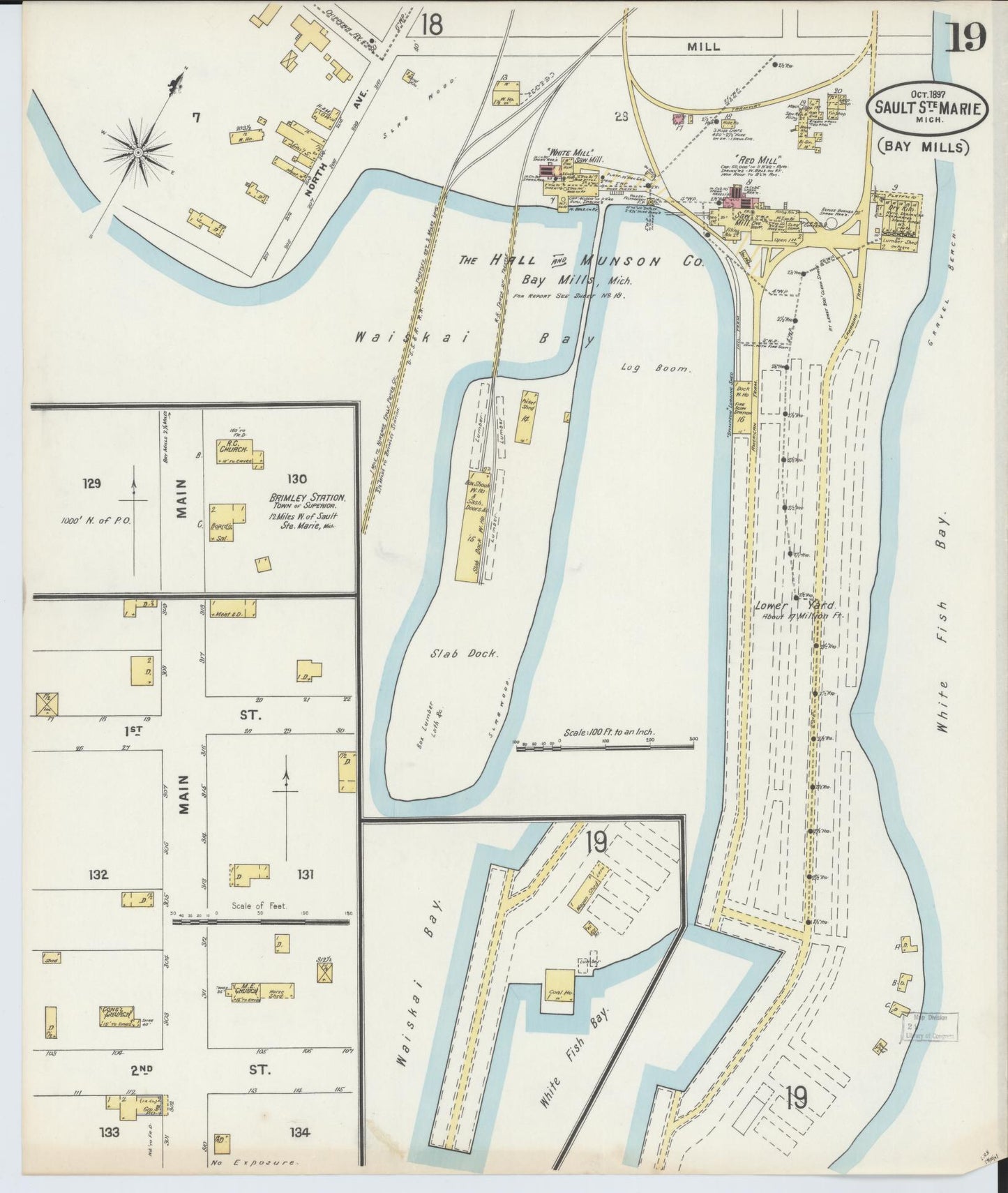 Sanborn Fire Insurance Map from Sault Sainte Marie, Chippewa County, Michigan (1897), Sheet #0019 - Complete Map Set gallery image, historic Sanborn map, vintage wall art, Michigan Michigan