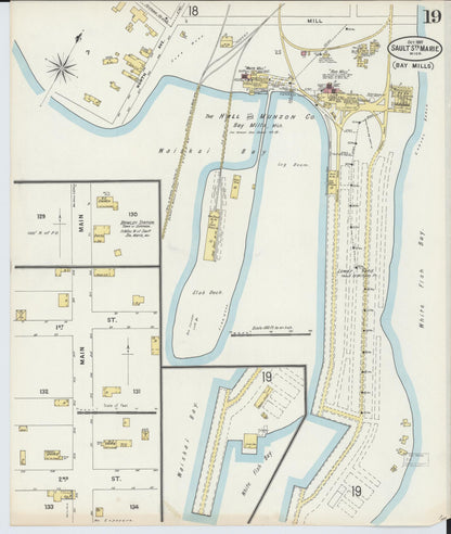 Sanborn Fire Insurance Map from Sault Sainte Marie, Chippewa County, Michigan (1897), Sheet #0019 - Complete Map Set gallery image, historic Sanborn map, vintage wall art, Michigan Michigan