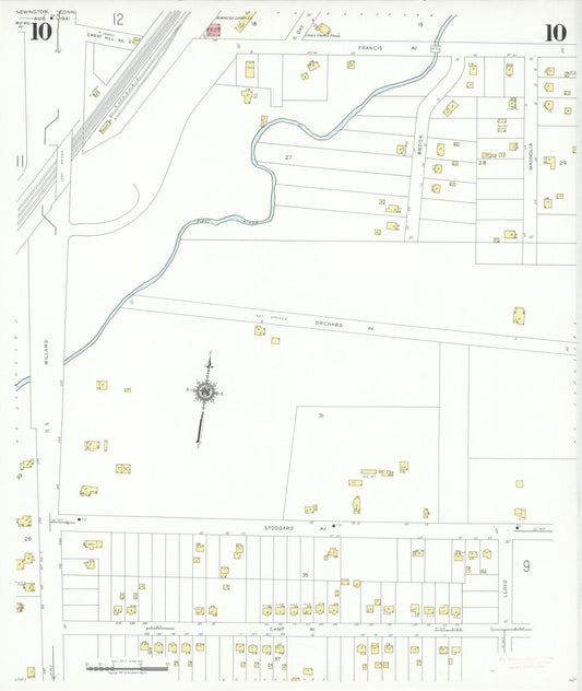 Sanborn Fire Insurance Map from Newington, Hartford County, Connecticut (1941), Sheet #0010 - Historic Sanborn Fire Insurance Map Print, vintage old map wall art, antique decor, genealogy gift, Connecticut Connecticut map