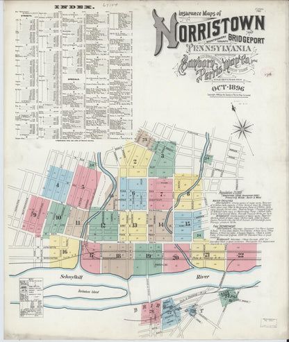 Sanborn Fire Insurance Map from Norristown, Montgomery County, Pennsylvania (1896), Sheet #0001 - Complete Map Set gallery image, historic Sanborn map, vintage wall art, Pennsylvania Pennsylvania