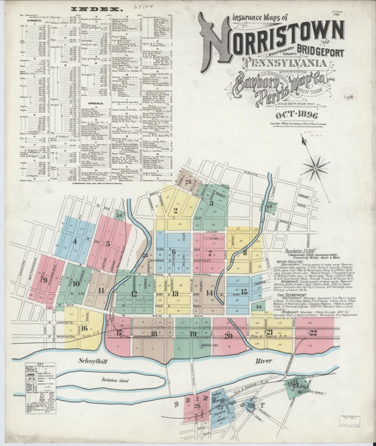 Sanborn Fire Insurance Map from Norristown, Montgomery County, Pennsylvania (1896), Sheet #0001 - Complete Map Set gallery image, historic Sanborn map, vintage wall art, Pennsylvania Pennsylvania