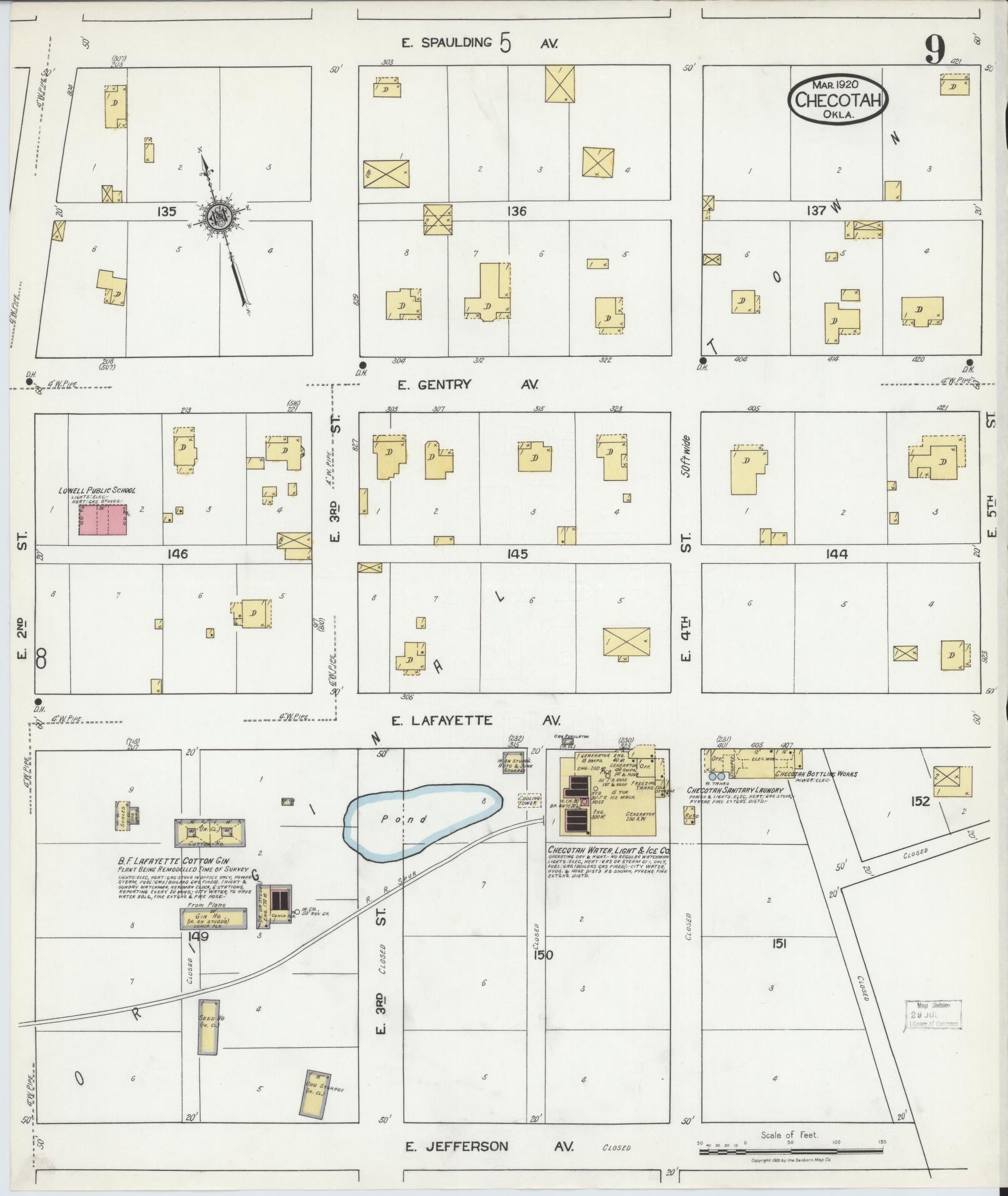 Sanborn Fire Insurance Map from Checotah, McIntosch County, Oklahoma (1920), Sheet #0009 - Historic Sanborn Fire Insurance Map Print, vintage old map wall art, antique decor, genealogy gift, Oklahoma Oklahoma map