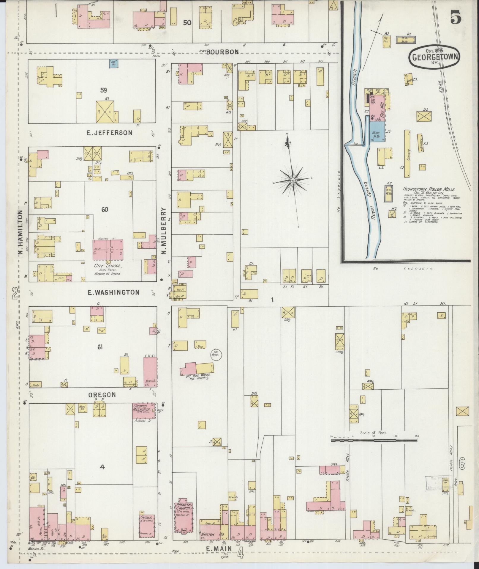 Sanborn Fire Insurance Map from Georgetown, Scott County, Kentucky (1895), Sheet #0005 - Complete Map Set gallery image, historic Sanborn map, vintage wall art, Kentucky Kentucky