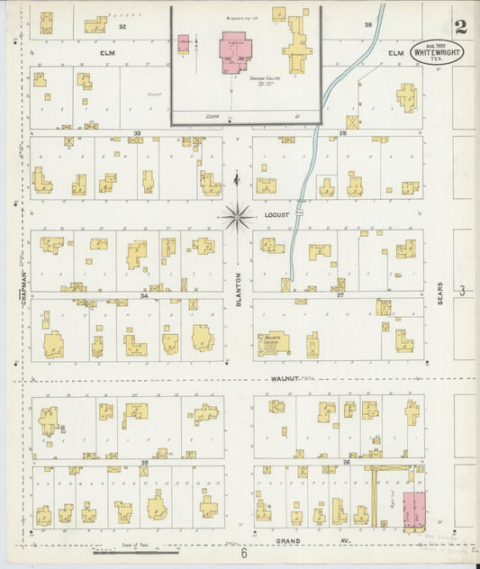 Sanborn Fire Insurance Map from Whitewright, Grayson County, Texas (1905), Sheet #0002 - Historic Sanborn Fire Insurance Map Print, vintage old map wall art, antique decor, genealogy gift, Texas Texas map