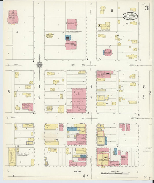 Sanborn Fire Insurance Map from Valley City, Barnes County, North Dakota (1913), Sheet #0003 - Historic Sanborn Fire Insurance Map Print, vintage old map wall art, antique decor, genealogy gift, North Dakota North Dakota map