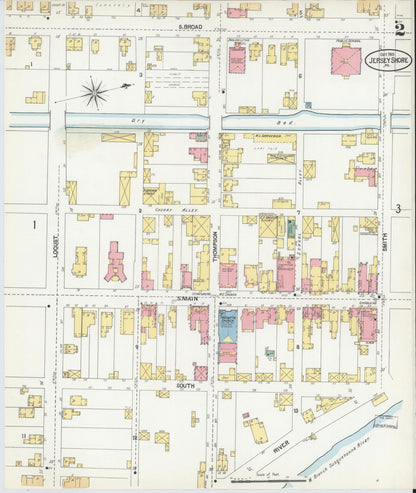 Sanborn Fire Insurance Map from Jersey Shore, Lycoming County, Pennsylvania (1901), Sheet #0002 - Historic Sanborn Fire Insurance Map Print, vintage old map wall art, antique decor, genealogy gift, Pennsylvania Pennsylvania map