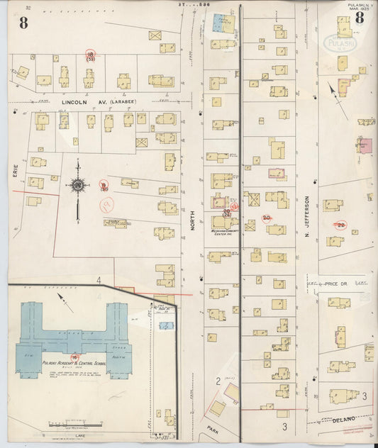 Sanborn Fire Insurance Map from Pulaski, Oswego County, New York (1959), Sheet #0008 - Historic Sanborn Fire Insurance Map Print, vintage old map wall art, antique decor, genealogy gift, New York New York map