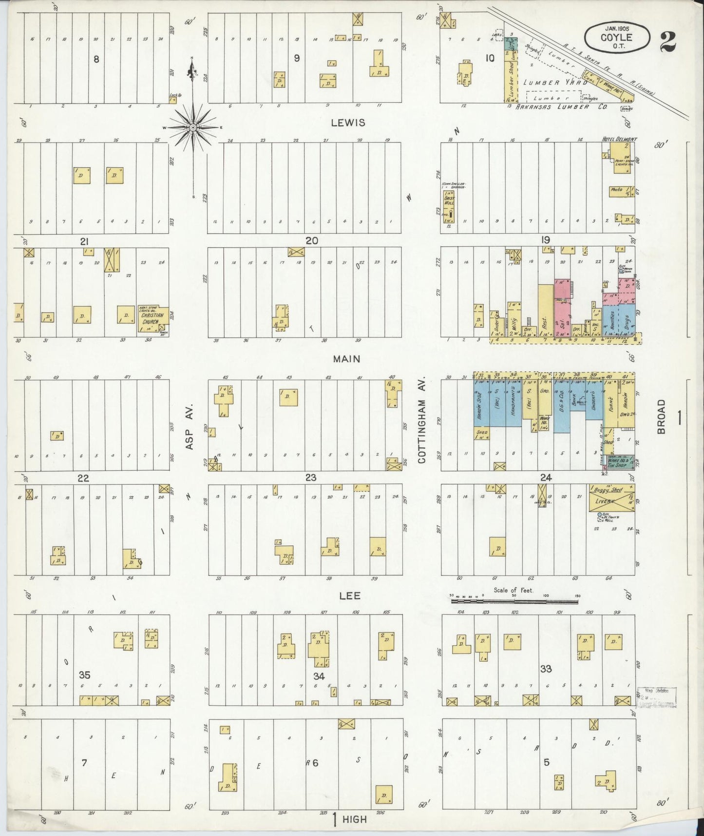 Sanborn Fire Insurance Map from Coyle, Logan County, Oklahoma (1905), Sheet #0002 - Historic Sanborn Fire Insurance Map Print, vintage old map wall art, antique decor, genealogy gift, Oklahoma Oklahoma map