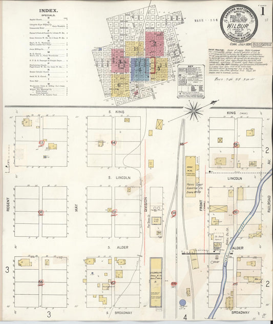 Sanborn Fire Insurance Map from Wilbur, Lincoln County, Washington (1930), Sheet #0001 - Complete Map Set gallery image, historic Sanborn map, vintage wall art, Washington Washington