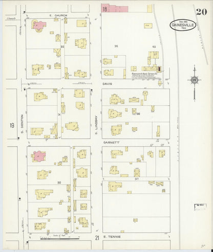 Sanborn Fire Insurance Map from Gainesville, Cooke County, Texas (1913), Sheet #0020 - Complete Map Set gallery image, historic Sanborn map, vintage wall art, Texas Texas
