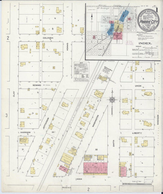 Sanborn Fire Insurance Map from Prairie City, Mcdonough County, Illinois (1912), Sheet #0001 - Complete Map Set gallery image, historic Sanborn map, vintage wall art, Illinois Illinois