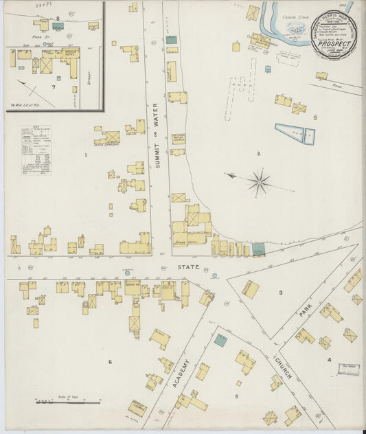 Sanborn Fire Insurance Map from Prospect, Oneida County, New York (1894), Sheet #0001 - Historic Sanborn Fire Insurance Map Print, vintage old map wall art, antique decor, genealogy gift, New York New York map