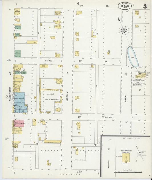 Sanborn Fire Insurance Map from Ryan, Jefferson County, Oklahoma (1898), Sheet #0003 - Historic Sanborn Fire Insurance Map Print, vintage old map wall art, antique decor, genealogy gift, Oklahoma Oklahoma map