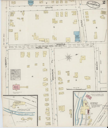 Sanborn Fire Insurance Map from Bloomfield, Essex County, New Jersey (1885), Sheet #0002 - Historic Sanborn Fire Insurance Map Print, vintage old map wall art, antique decor, genealogy gift, New Jersey New Jersey map