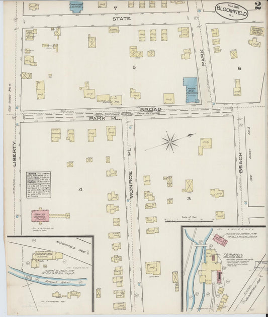 Sanborn Fire Insurance Map from Bloomfield, Essex County, New Jersey (1885), Sheet #0002 - Historic Sanborn Fire Insurance Map Print, vintage old map wall art, antique decor, genealogy gift, New Jersey New Jersey map