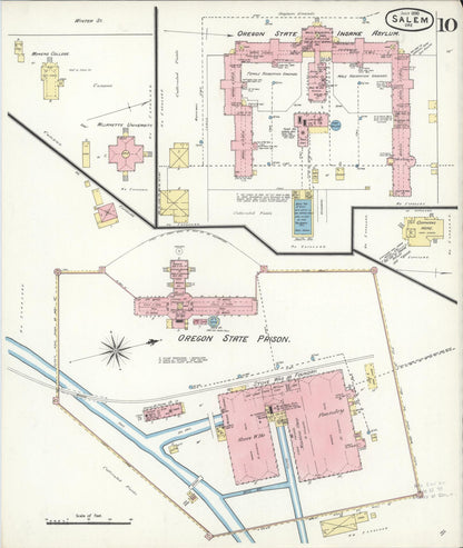 Sanborn Fire Insurance Map from Salem, Marion County, Oregon (1890), Sheet #0010 - Complete Map Set gallery image, historic Sanborn map, vintage wall art, Oregon Oregon